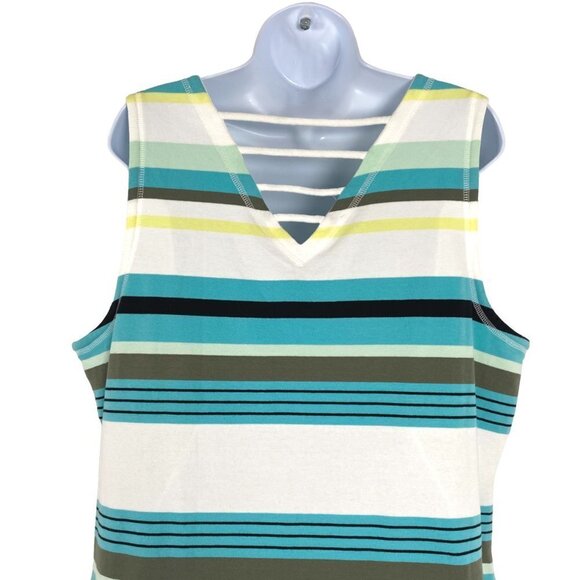 T By Talbots Dress Sleeveless Striped Cotton Blend NWT‎ Women's XLP Flawed - Picture 5 of 12